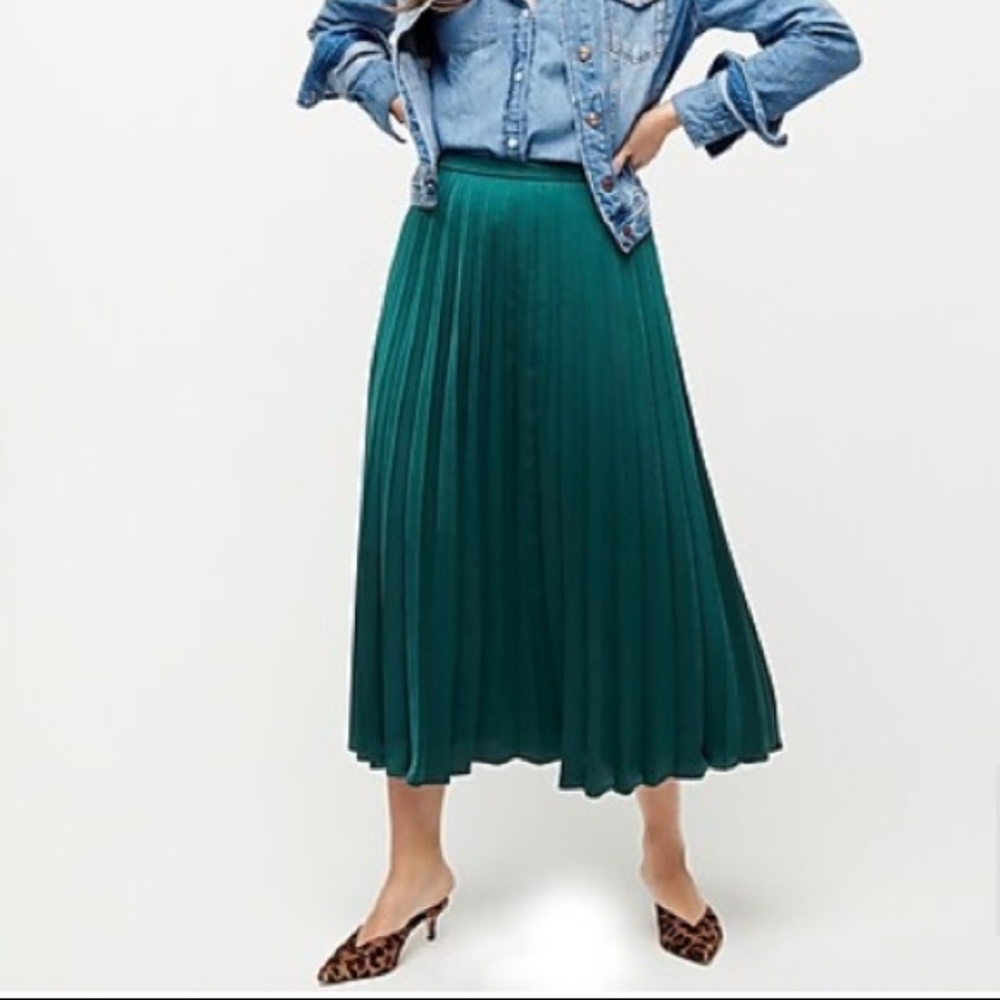 J.Crew: Pleated Midi Skirt - Green
